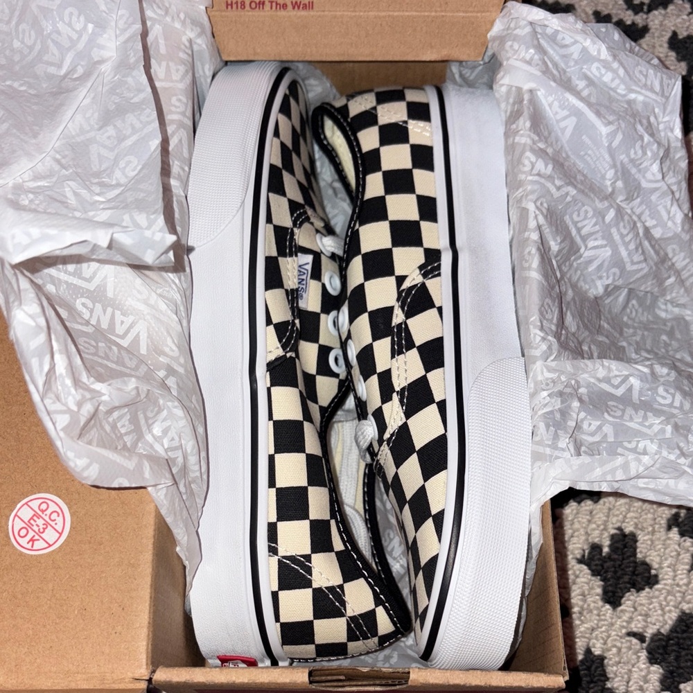 Vans Black and Cream Checkerboard Shoes